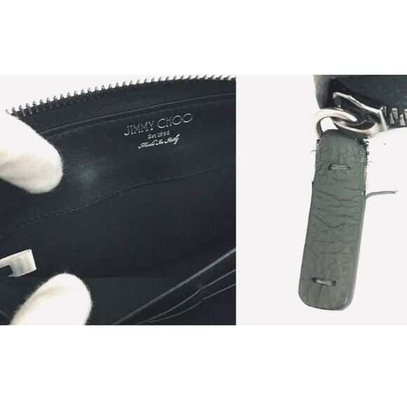 RARE Authentic Jimmy Choo Carnaby Star Embossed Leather Zip Long Wallet Gray - Picture 8 of 8